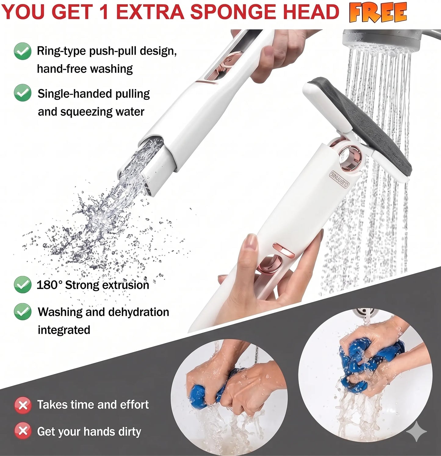 Mini Self-Squeeze Magic Mop | Portable Absorbent Cleaning Mop