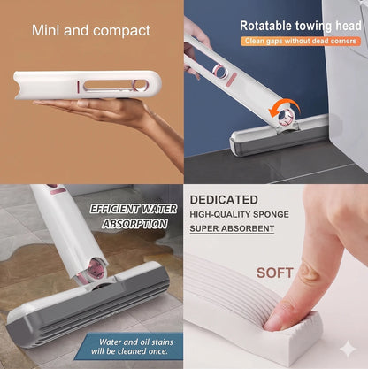 Mini Self-Squeeze Magic Mop | Portable Absorbent Cleaning Mop
